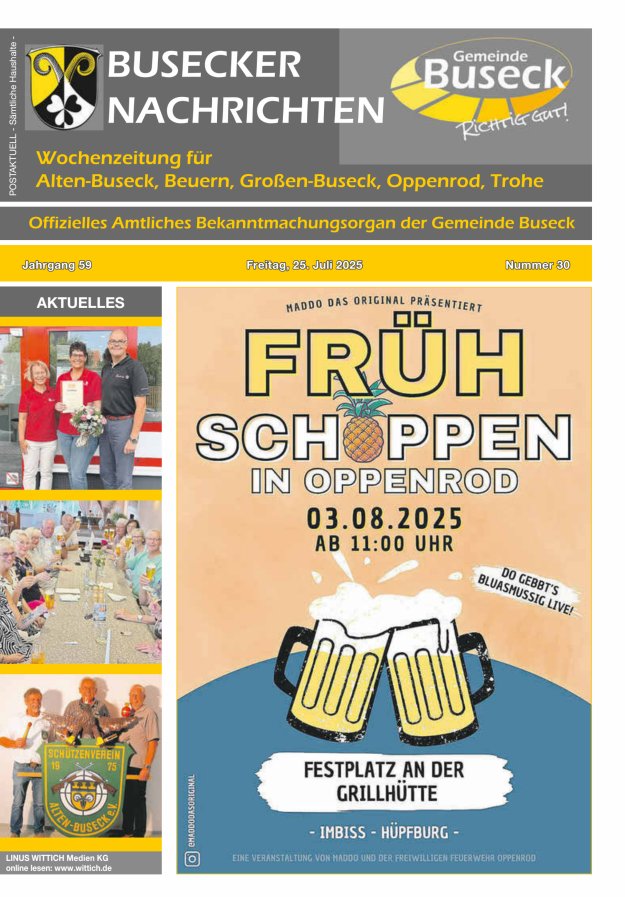 Busecker Nachrichten Titelblatt 30/2025