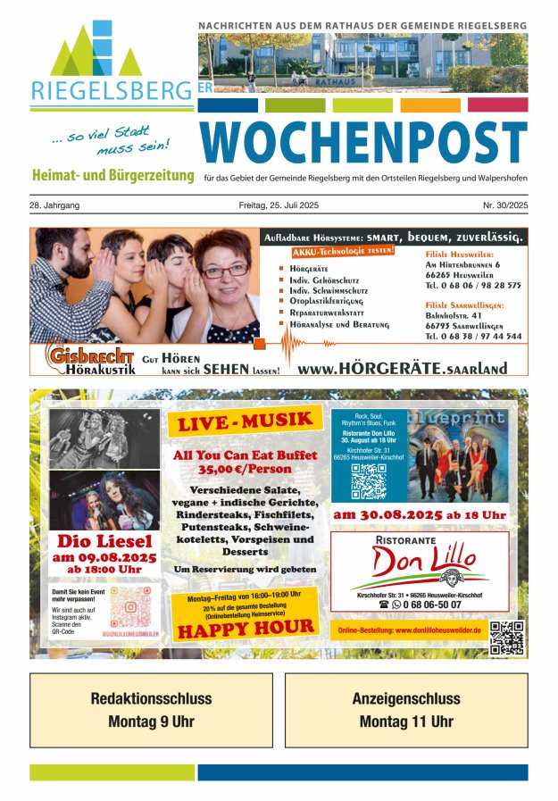 Riegelsberger Wochenpost Titelblatt 30/2025