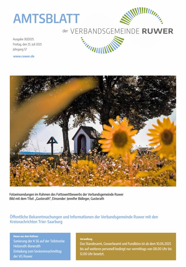 Amtsblatt VG Ruwer Titelblatt 30/2025