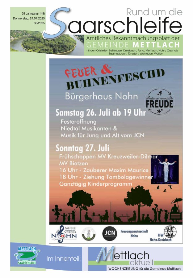 Rund um die Saarschleife Gemeinde Mettlach Titelblatt 30/2025
