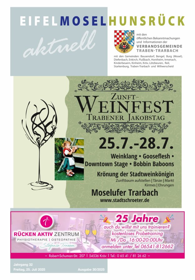 Eifel-Mosel-Hunsrück aktuell VG Traben-Trarbach Titelblatt 30/2025