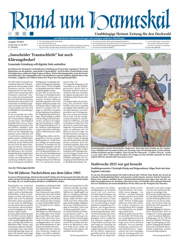 Rund um Hermeskeil Titelblatt 30/2025