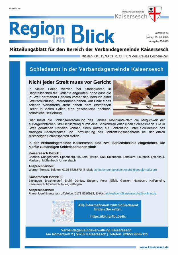 Region im Blick VG Kaisersesch Titelblatt 30/2025