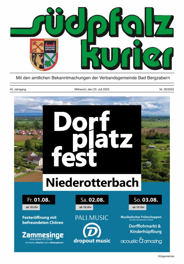 Südpfalz Kurier - VG Bad Bergzabern Titelblatt 30/2025