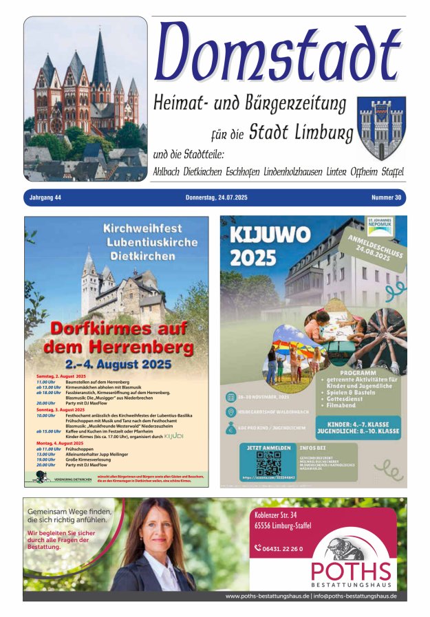 Domstadt - Heimat- und Bürgerzeitung für die Stadt Limburg Titelblatt 30/2025
