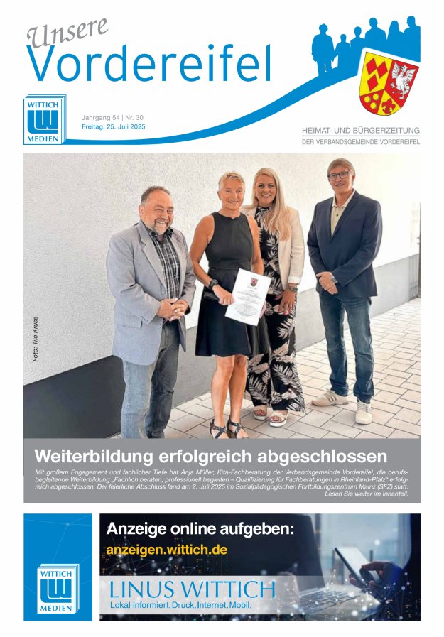 Mitteilungsblatt Vordereifel - Heimat- u Bürgerzeitung der VG Vordereifel Titelblatt 30/2025