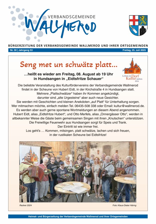 Wir über uns - Verbandsgemeinde Wallmerod Titelblatt 30/2025