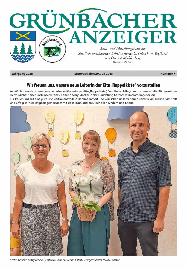 Grünbacher Anzeiger - Amts- und Mitteilungsblatt Titelblatt 07/2025