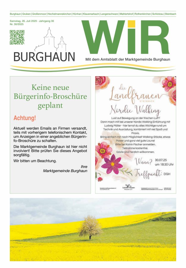 WIR - mit Amtsblatt der Marktgemeinde Burghaun Titelblatt 30/2025