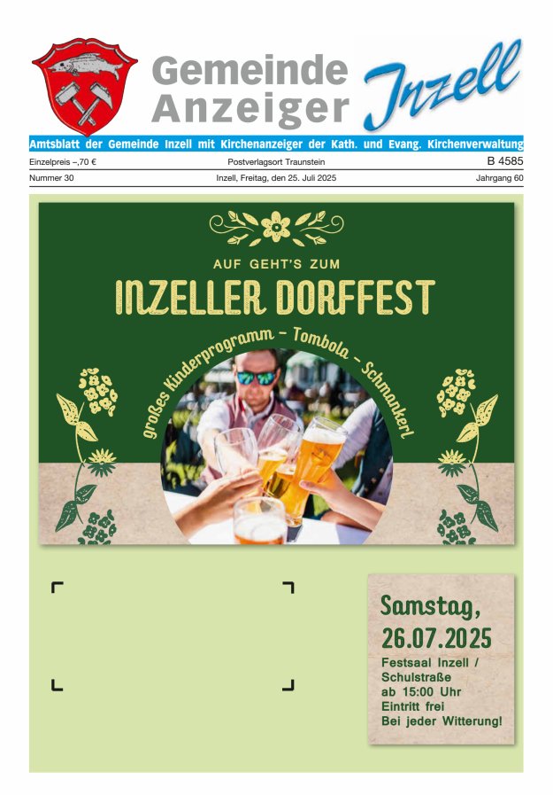 Gemeindeanzeiger Inzell Titelblatt 30/2025