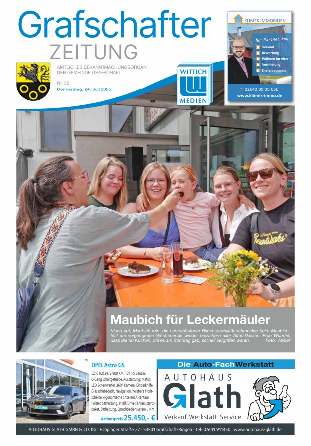 Grafschafter Zeitung Titelblatt 30/2025