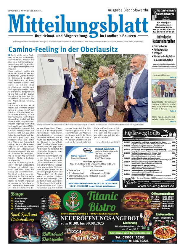 Mitteilungsblatt LK Bautzen Ausgabe Bischofswerda Titelblatt 29/2025