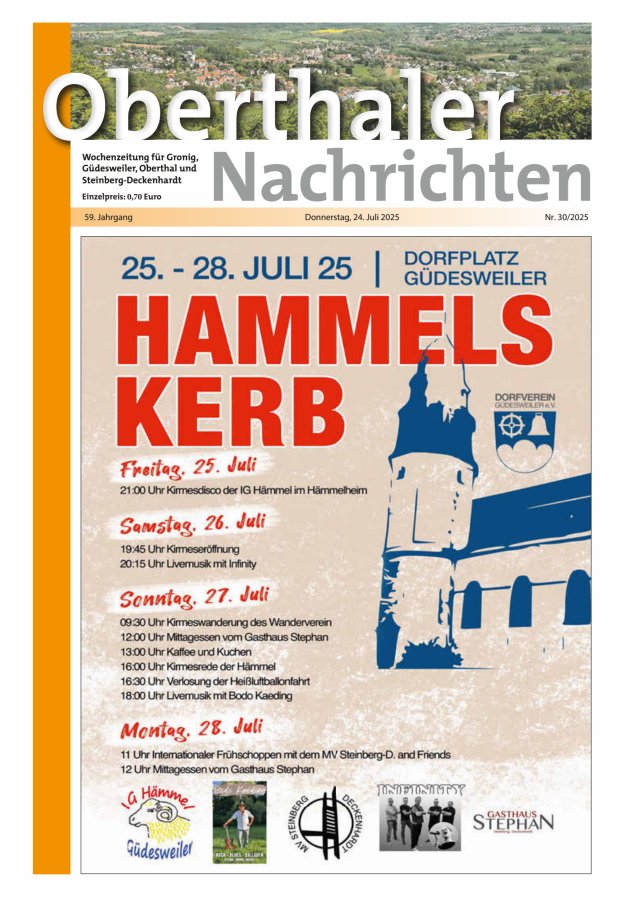 Oberthaler Nachrichten Titelblatt 30/2025