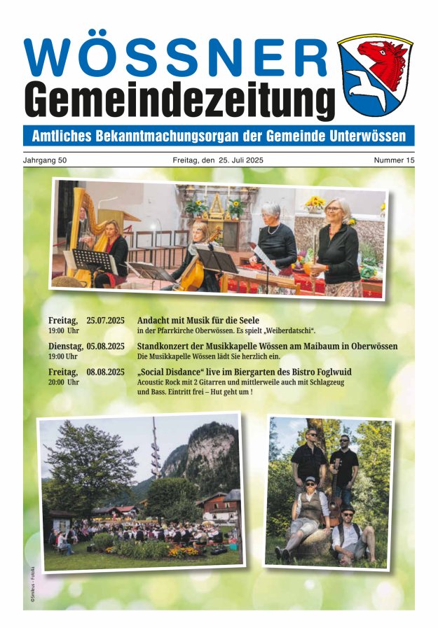 Wössner Gemeindezeitung Amtliches Bekanntmachungsorgan der Gemeinde Unterwössen Titelblatt 15/2025