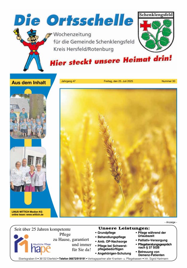 Die Ortsschelle Titelblatt 30/2025