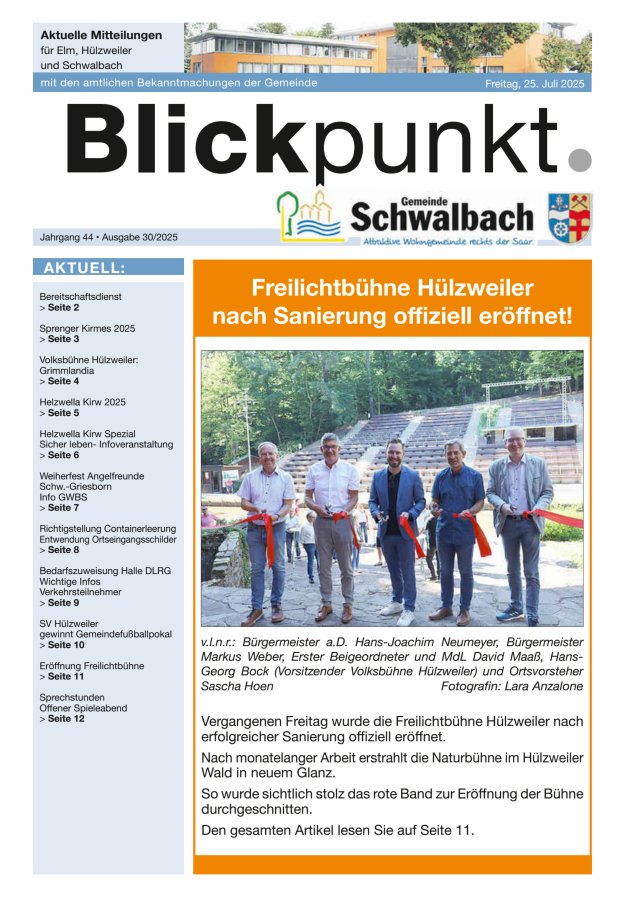 Blickpunkt Schwalbach Titelblatt 30/2025