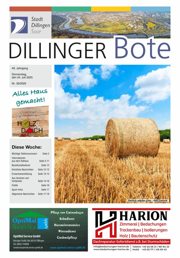 Dillinger Bote Titelblatt 30/2025