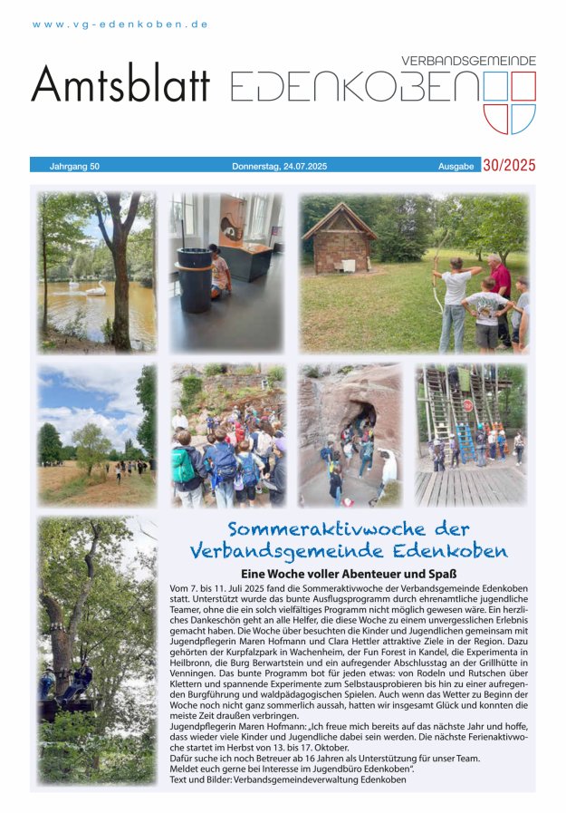 Amtsblatt VG Edenkoben Titelblatt 30/2025