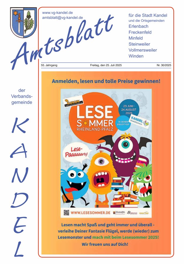 Amtsblatt VG Kandel Titelblatt 30/2025