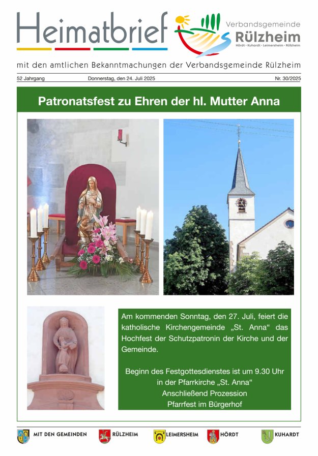 Heimatbrief VG Rülzheim Titelblatt 30/2025