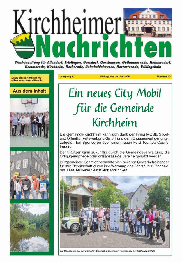 Kirchheimer Nachrichten Titelblatt 30/2025
