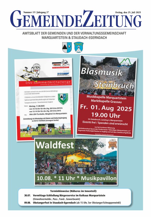 Marquartsteiner und Staudach-Egerndacher Nachrichten Titelblatt 15/2025