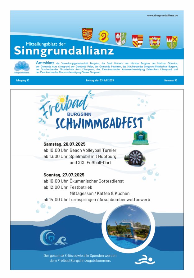 Mitteilungsblatt der Sinngrundallianz Titelblatt 30/2025