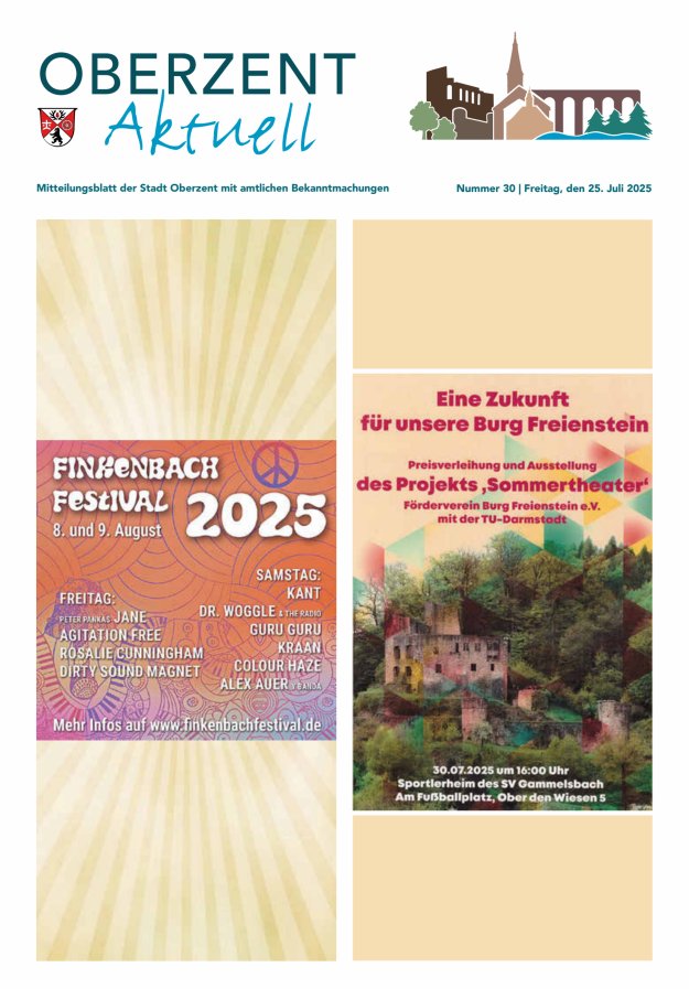 Oberzent aktuell Titelblatt 30/2025