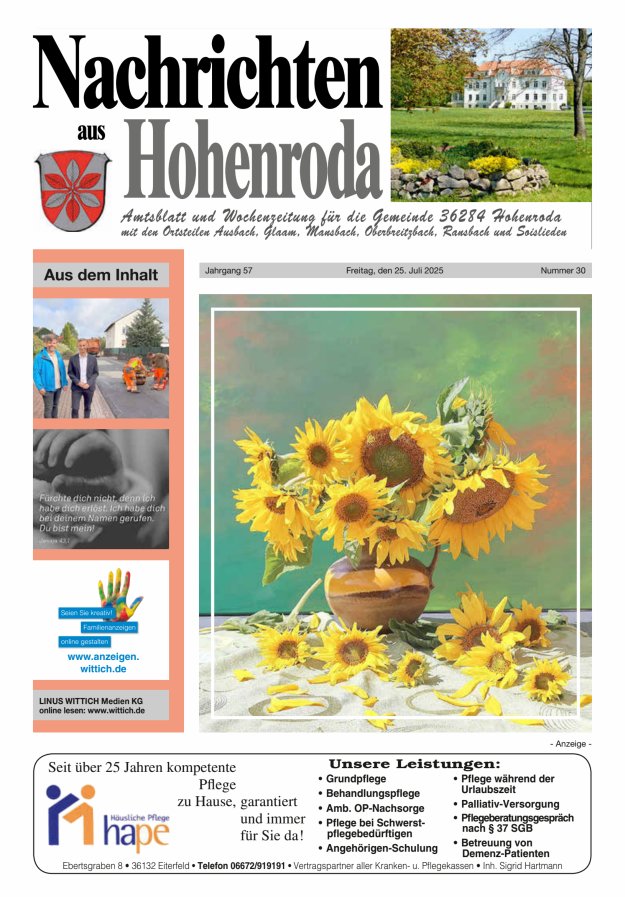 Nachrichten aus Hohenroda Titelblatt 30/2025