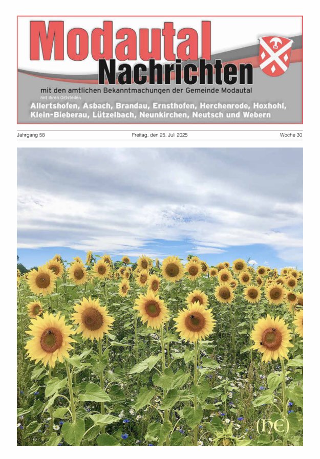 Modautal-Nachrichten Titelblatt 30/2025