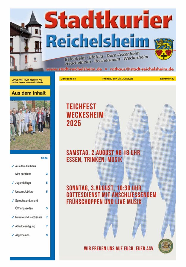 Stadtkurier Reichelsheim Titelblatt 30/2025