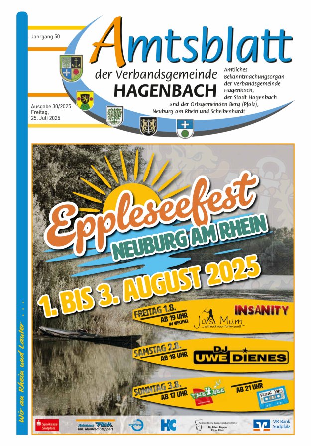 Amtsblatt der VG Hagenbach Titelblatt 30/2025