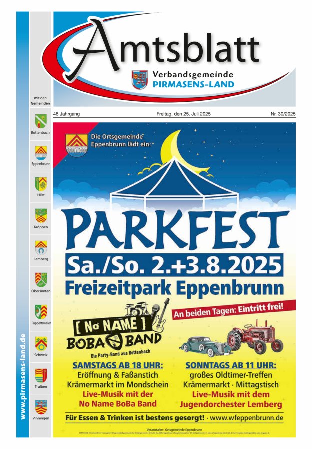 Amtsblatt VG Pirmasens-Land Titelblatt 30/2025