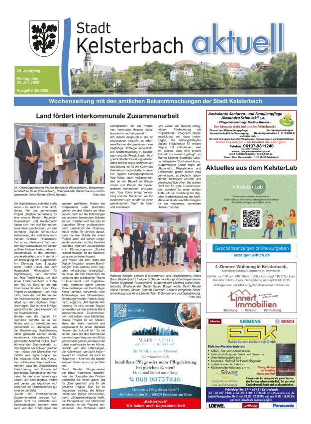 Kelsterbach aktuell Titelblatt 30/2025