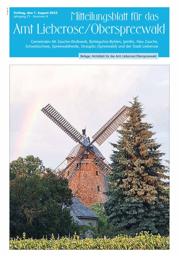 Mitteilungsblatt – Amtsblatt für das Amt Lieberose/Oberspreewald Titelblatt 08/2025