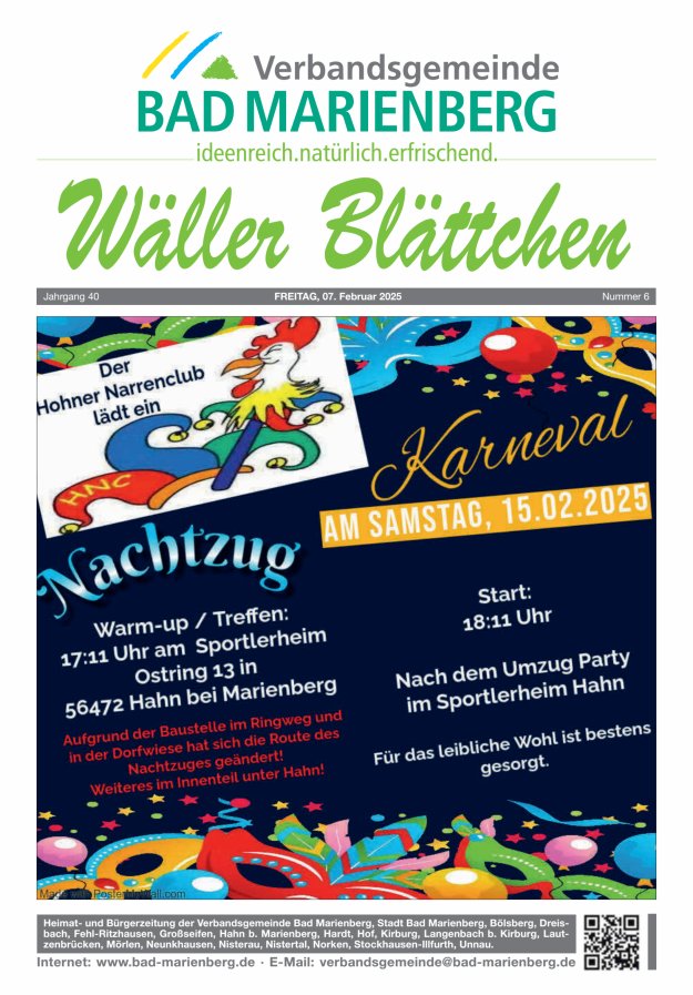 Wäller Blättchen - Verbandsgemeinde Bad Marienberg Titelblatt 06/2025