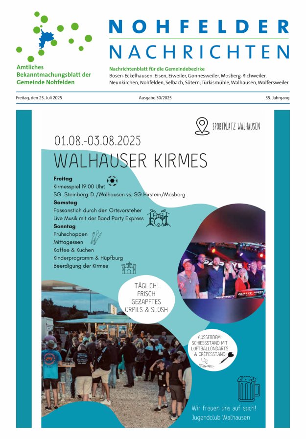 Nohfelder Nachrichten Titelblatt 30/2025
