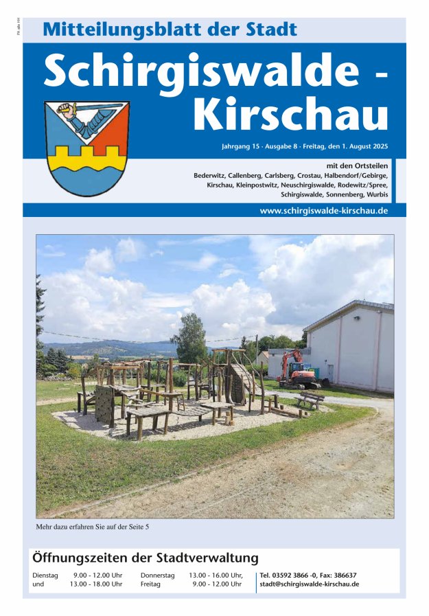 Amtliches Mitteilungsblatt der Stadt Schirgiswalde-Kirschau mit den Ortsteilen Titelblatt 08/2025