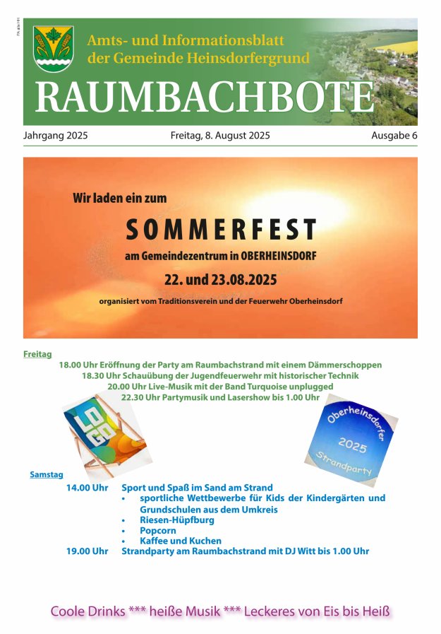 Raumbachbote – Amt- und Informationsblatt der Gemeinde Heinsdorfergrund Titelblatt 06/2025