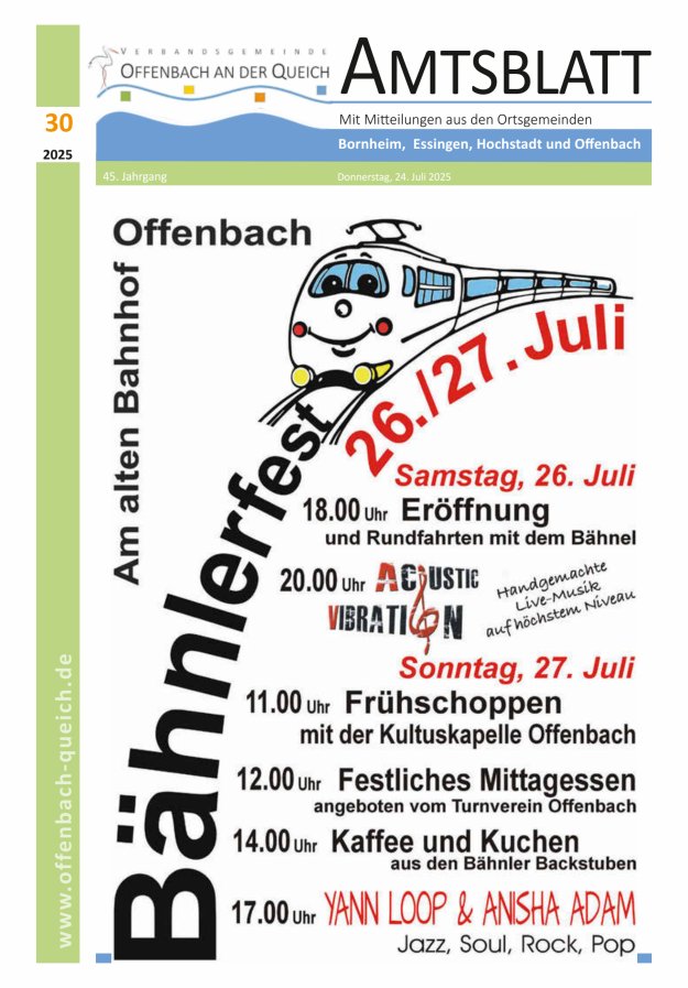 Amtsblatt VG Offenbach an der Queich Titelblatt 30/2025