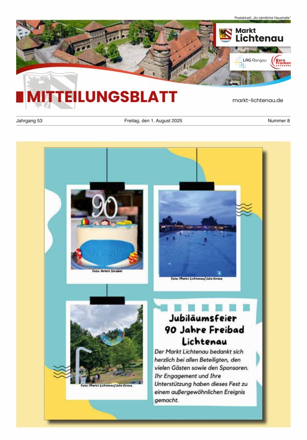 Markt Lichtenau in Bayern Titelblatt 08/2025