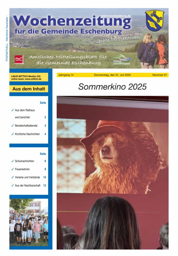 Wochenzeitung für die Gemeinde Eschenburg Titelblatt 31/2025