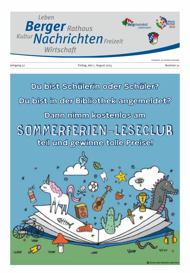 Berger Nachrichten, Bergrheinfeld Titelblatt 31/2025