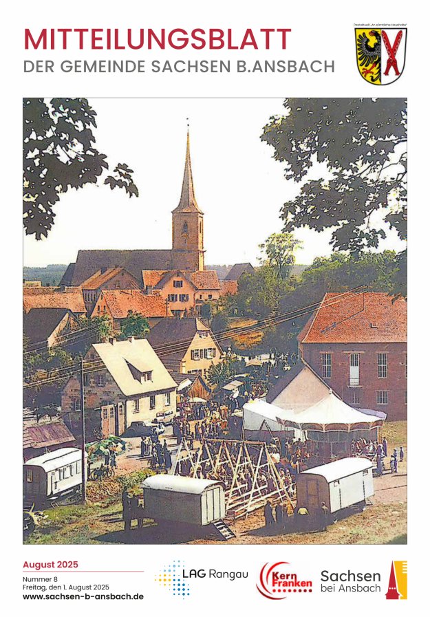 Amts- und Mitteilungsblatt der Gemeinde Sachsen b.Ansbach Titelblatt 08/2025