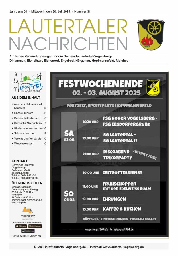 Lautertaler Nachrichten Titelblatt 31/2025