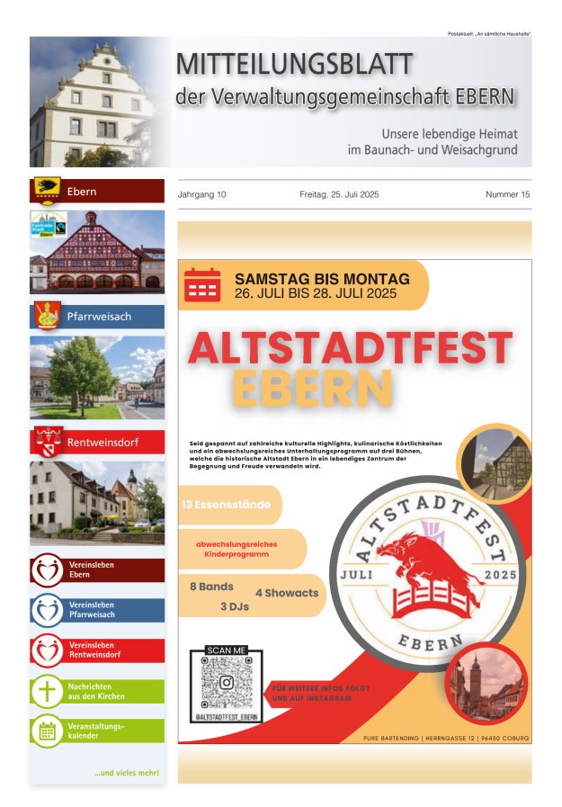Mitteilungsblatt der Verwaltungsgemeinschaft Ebern Titelblatt 15/2025