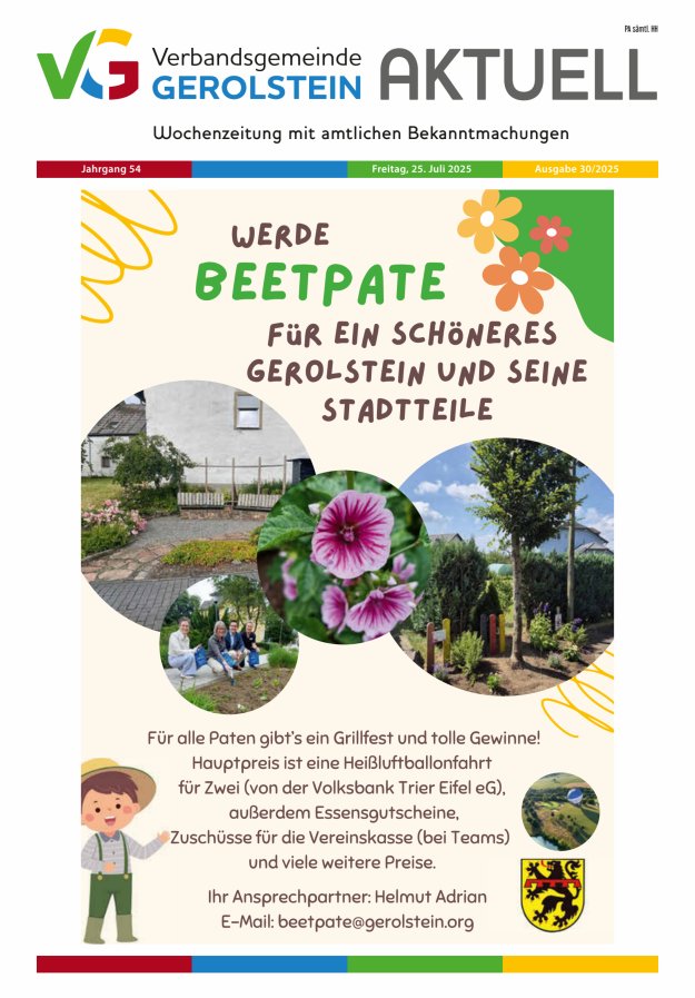 Verbandsgemeinde Gerolstein aktuell Titelblatt 30/2025