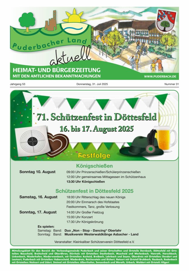 Puderbacher Land aktuell Titelblatt 31/2025