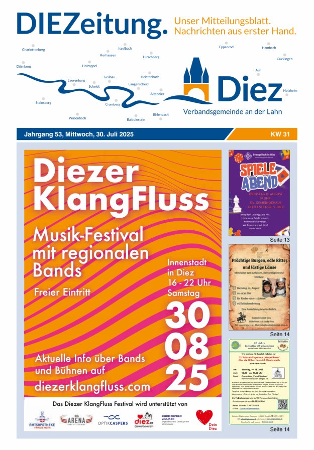 Mitteilungsblatt der Verbandsgemeinde Diez und der Ortsgemeinden Titelblatt 31/2025