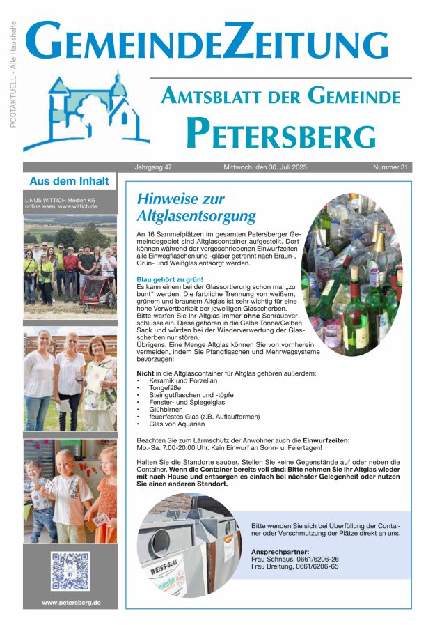 Amtsblatt Blickpunkt Petersberg Titelblatt 31/2025